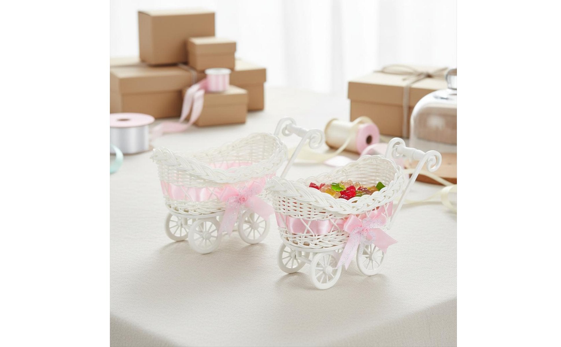 2 Pieces Baby Carriage Candy Holder Lightweight Party Decoration Even Surface