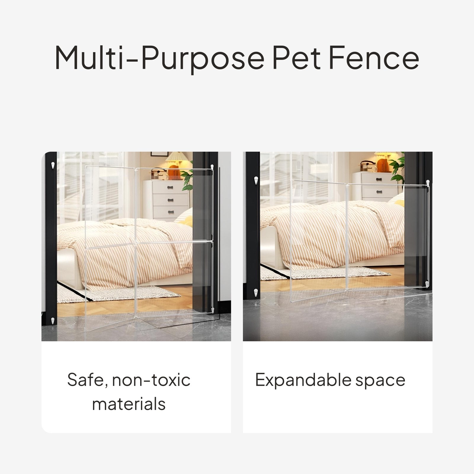 6-panel clear resin indoor pet barrier