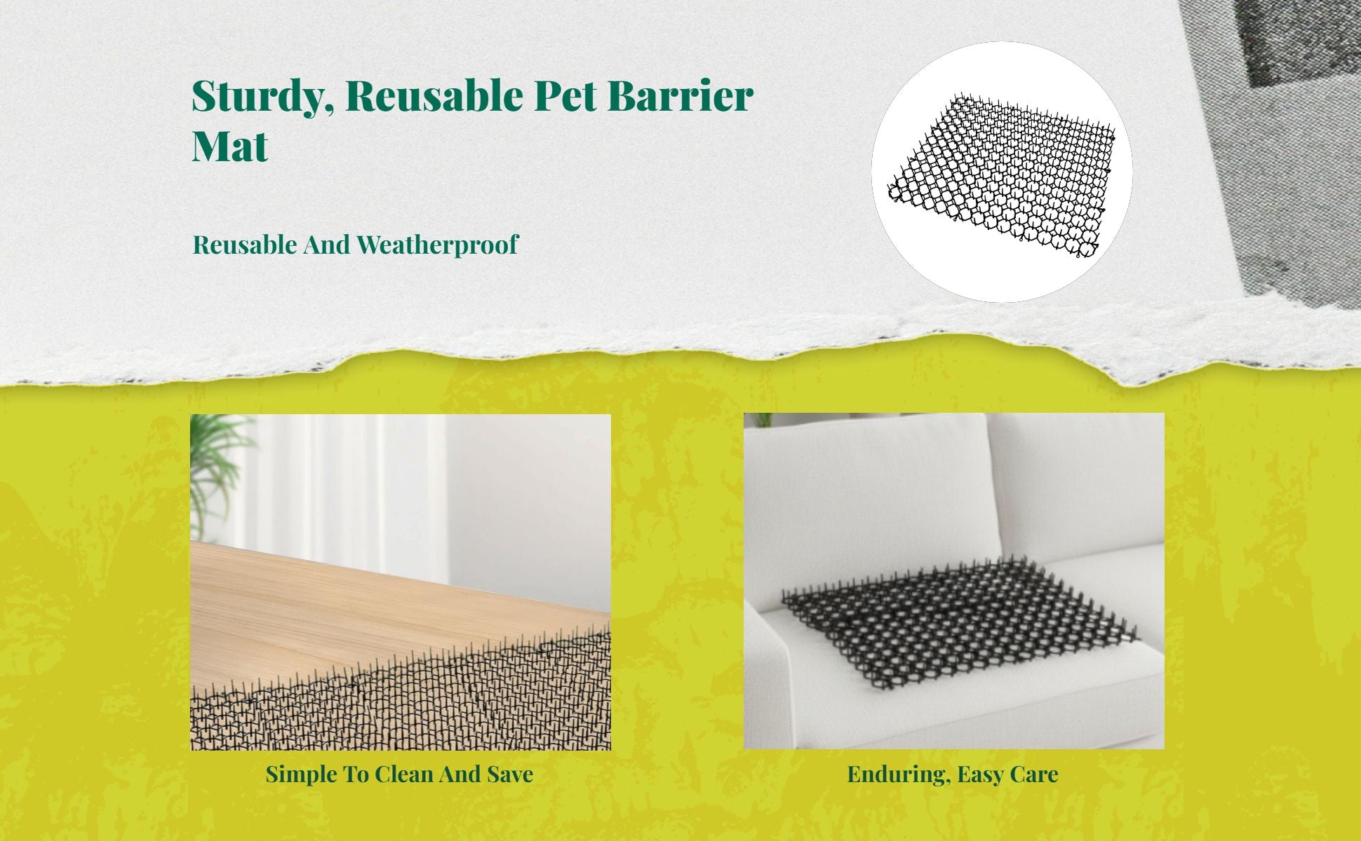 Cat Deterrent Mat, repelCat Prong Mat, Furniture Protector, Pet Training, Flexible Plastic, Indoor Outdoor