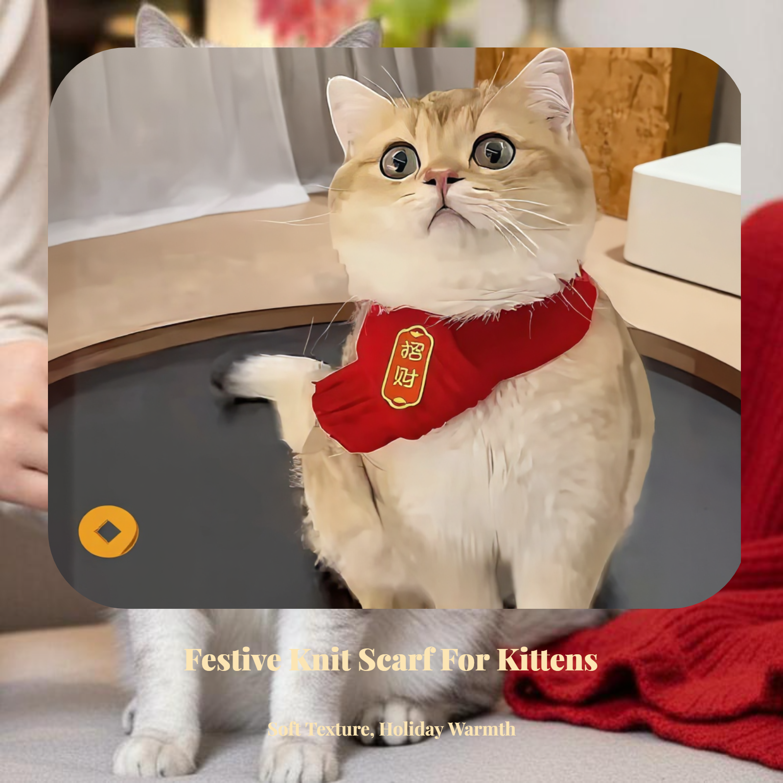 Cat Scarf, Red Pet Accessory for Seasonal Photo Shoots