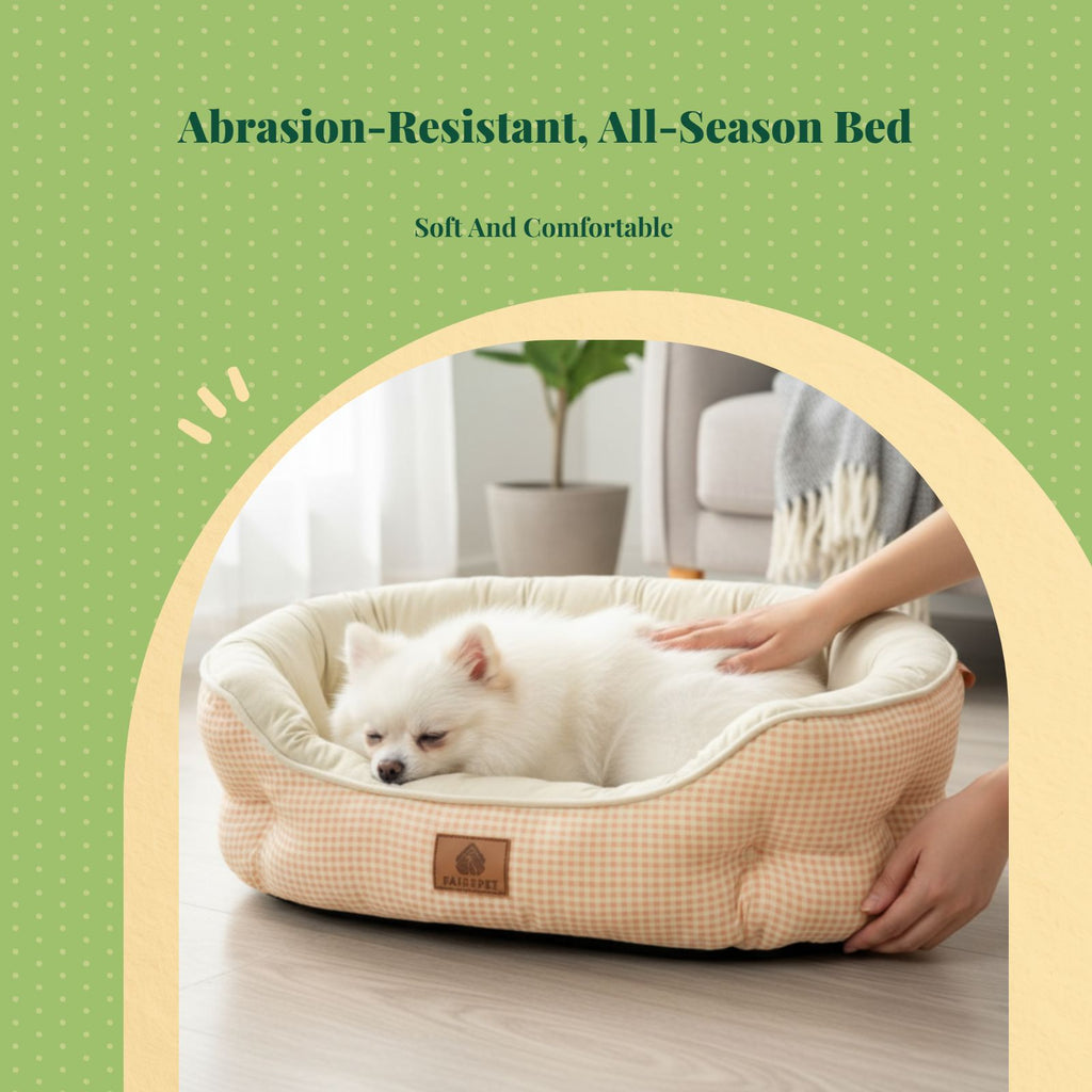 Plush dog bed, non-slip, easy-clean
