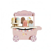 Wooden Ice Cream Cart Painted Wheeled Ice Cream Cart Fine Motor Skills Children's Toy