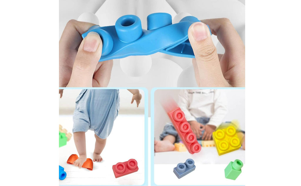 Easy to Clean Soft Building Blocks Bite Safe Soft Blocks Set Early Learning for Babies, Toddlers, Indoor Play
