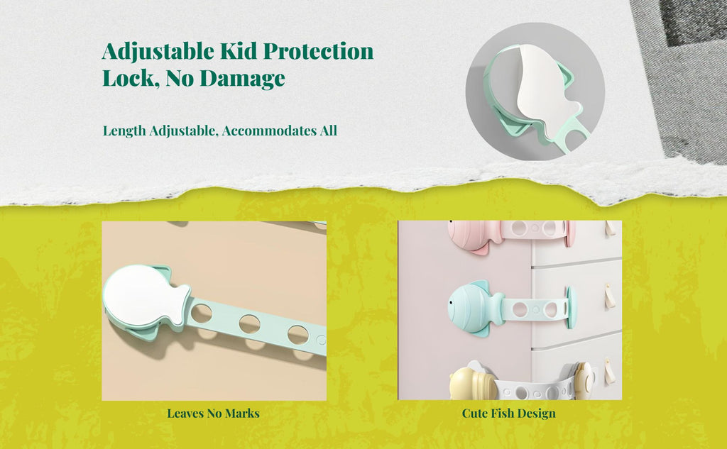 Infant security latch, Infant protected Drawer Lock, Cabinet Lock, Adjustable, No Tools Required, Multi-Purpose, Easy to Install