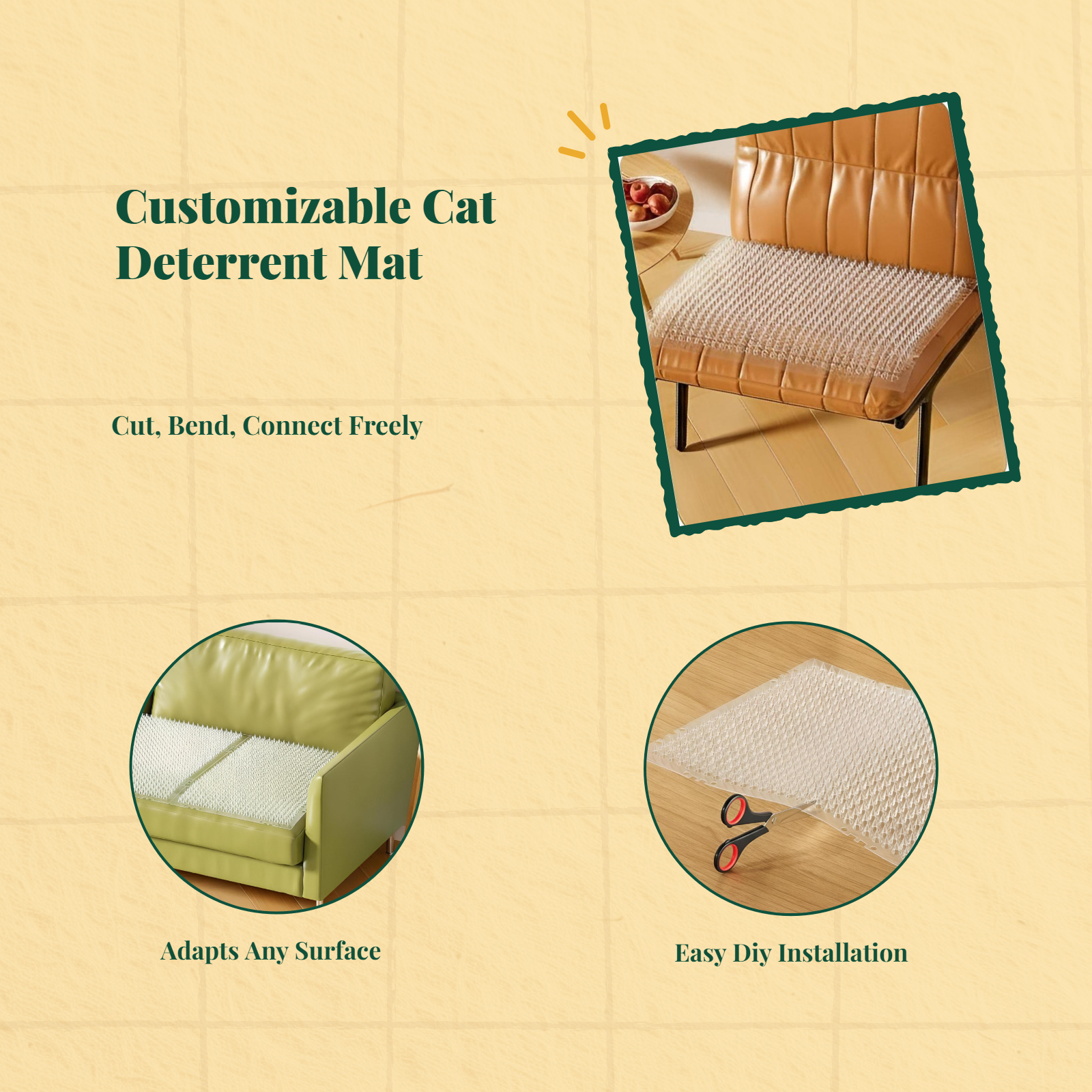 Cat Deterrent Prong Mat for Sofa, Bed & Couch Guard