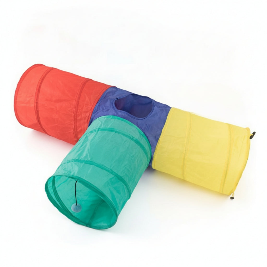 Foldable Cat Tube Springy Small Animal Tunnel Hanging Ball for Cats