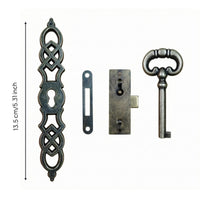4 Pieces Vintage Clock Lock Hardware Set Aged Finish Grandfather Clock Lock