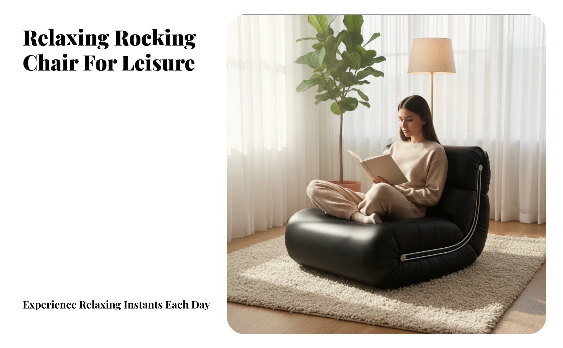 Modernist design Upholstered Rocking Armchair Nordic Inspired Upholstered Rocking Chair Small Space suitable for Home Furniture Ergonomic Comfort for Apartment Dwellers, Design aficionados, Living Room, perusing corner, Bedroom, Nursery