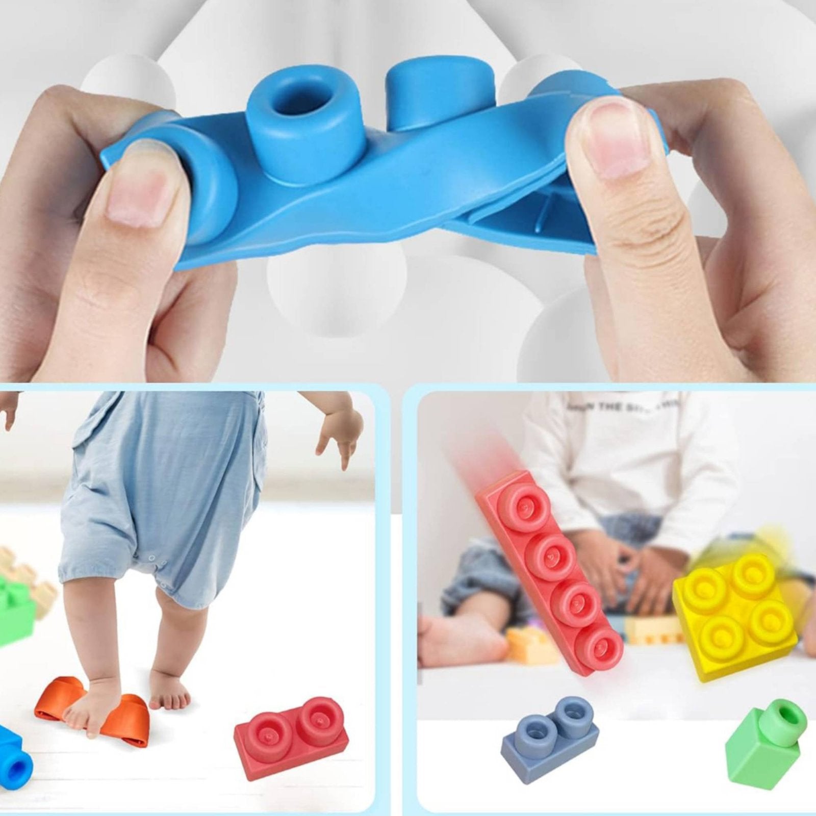 Easy to Clean Soft Building Blocks Bite Safe Soft Blocks Set Early Learning for Babies, Toddlers, Indoor Play