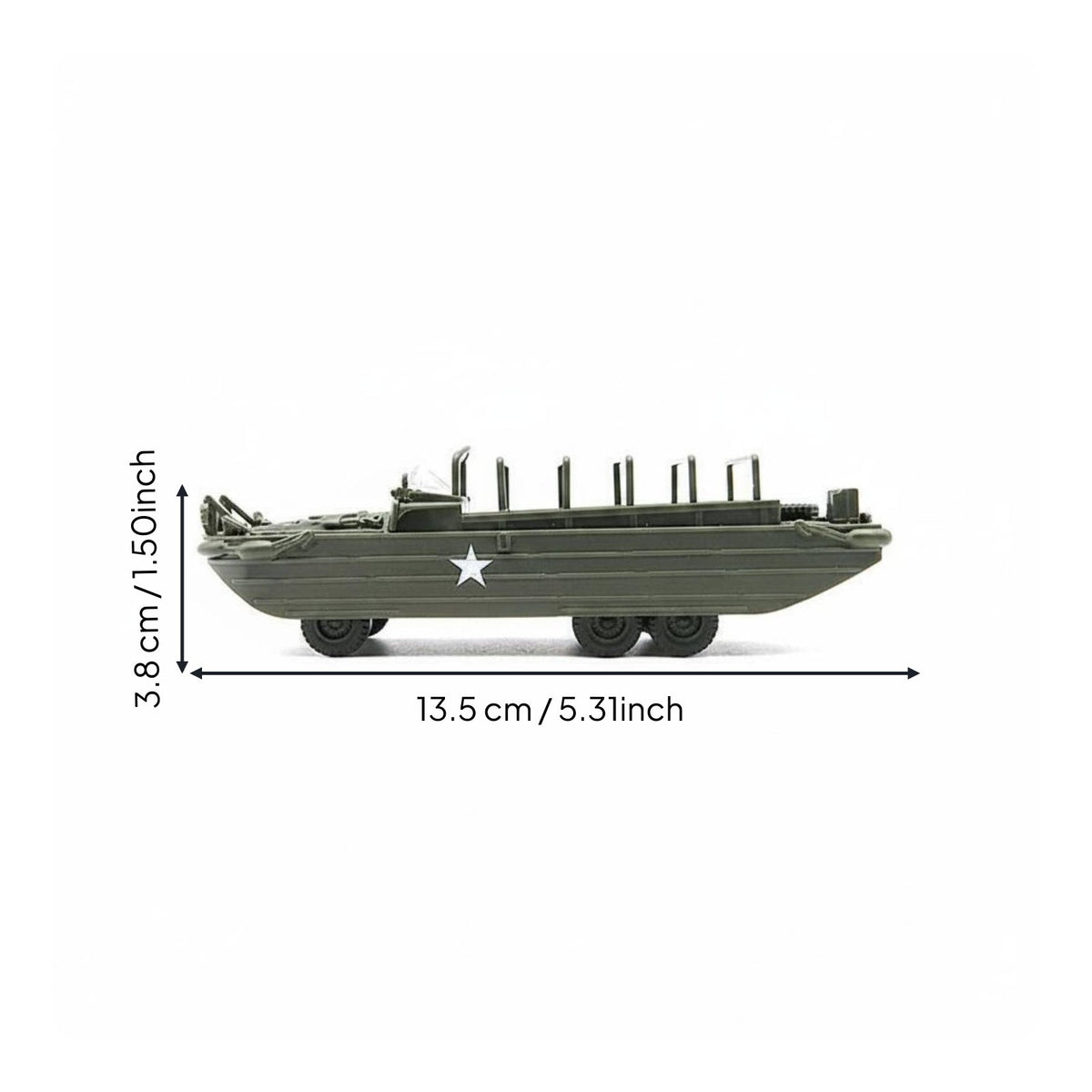37 Pieces 1/72 Scale DUKW Model Glue-Glueless Assembly Vehicle Toy for Boys