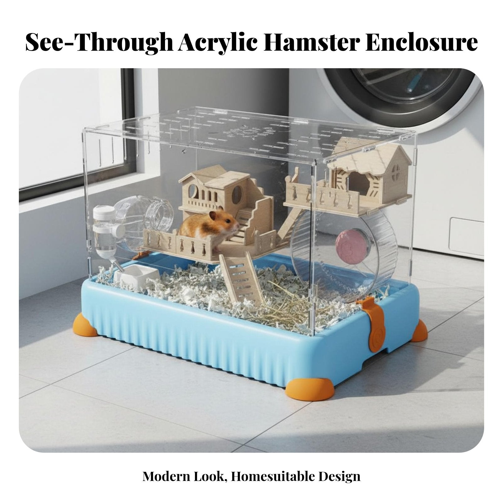 Acrylic Hamster Enclosure Large Space Transparent Hamster Villa Silent Running