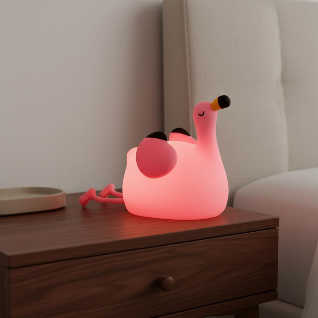 Rechargeable Flamingo Lamp 3 Brightness Levels Rose Creature Lamp for Children