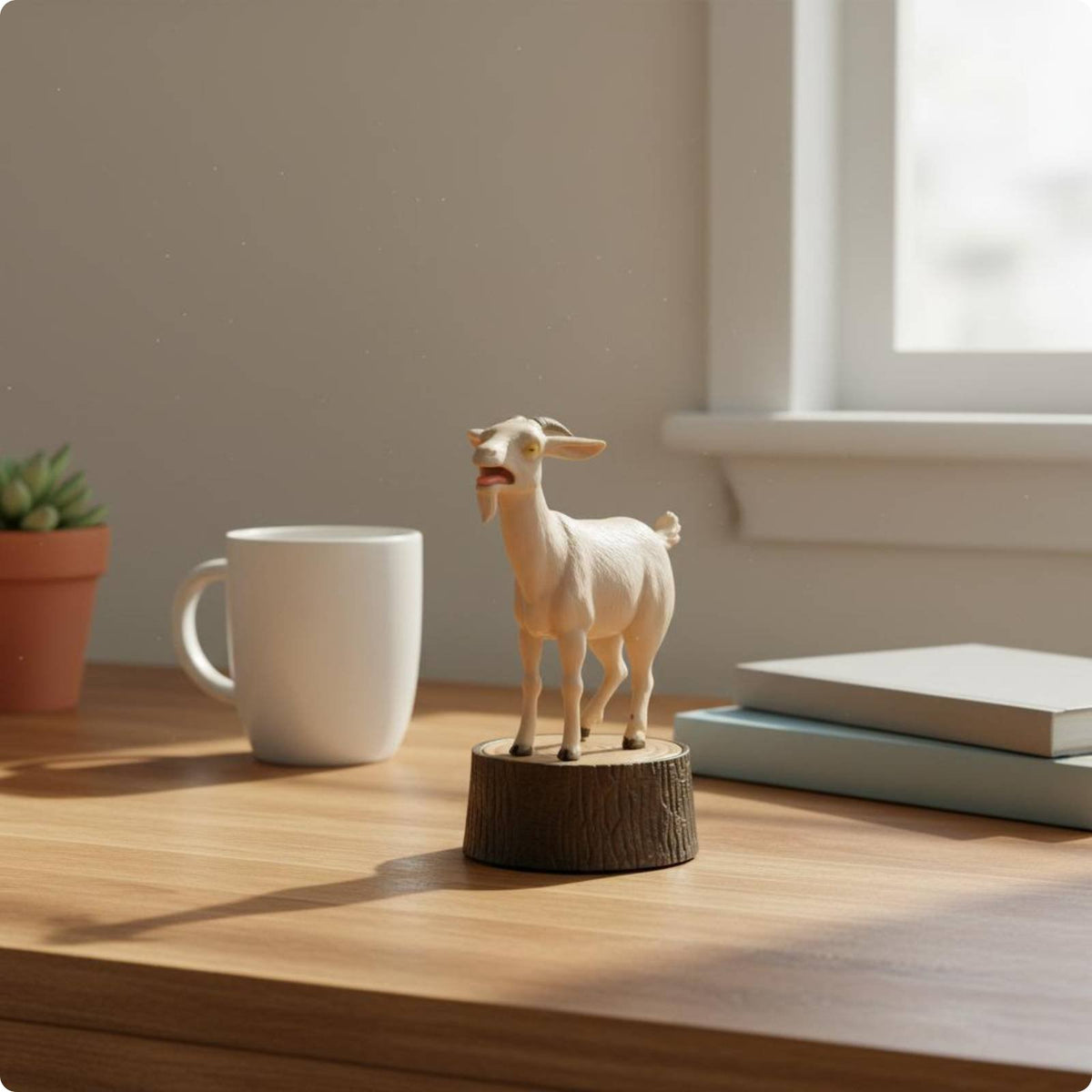 Screaming Goat Figure Desk Decor Expressive Caprine Book Desktop Decoration Novelty Gift Set for Bookshelf