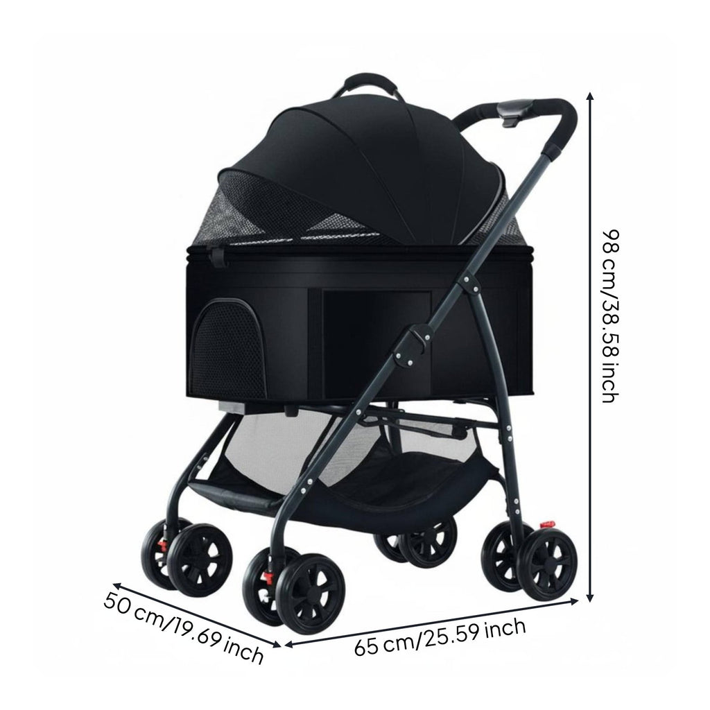 Foldable Pet Carriage 360-Degree Rotating Wheels Detachable Pet Carrier Pet Carriage Storage Basket Lightweight Dog Cat Pet Carriage