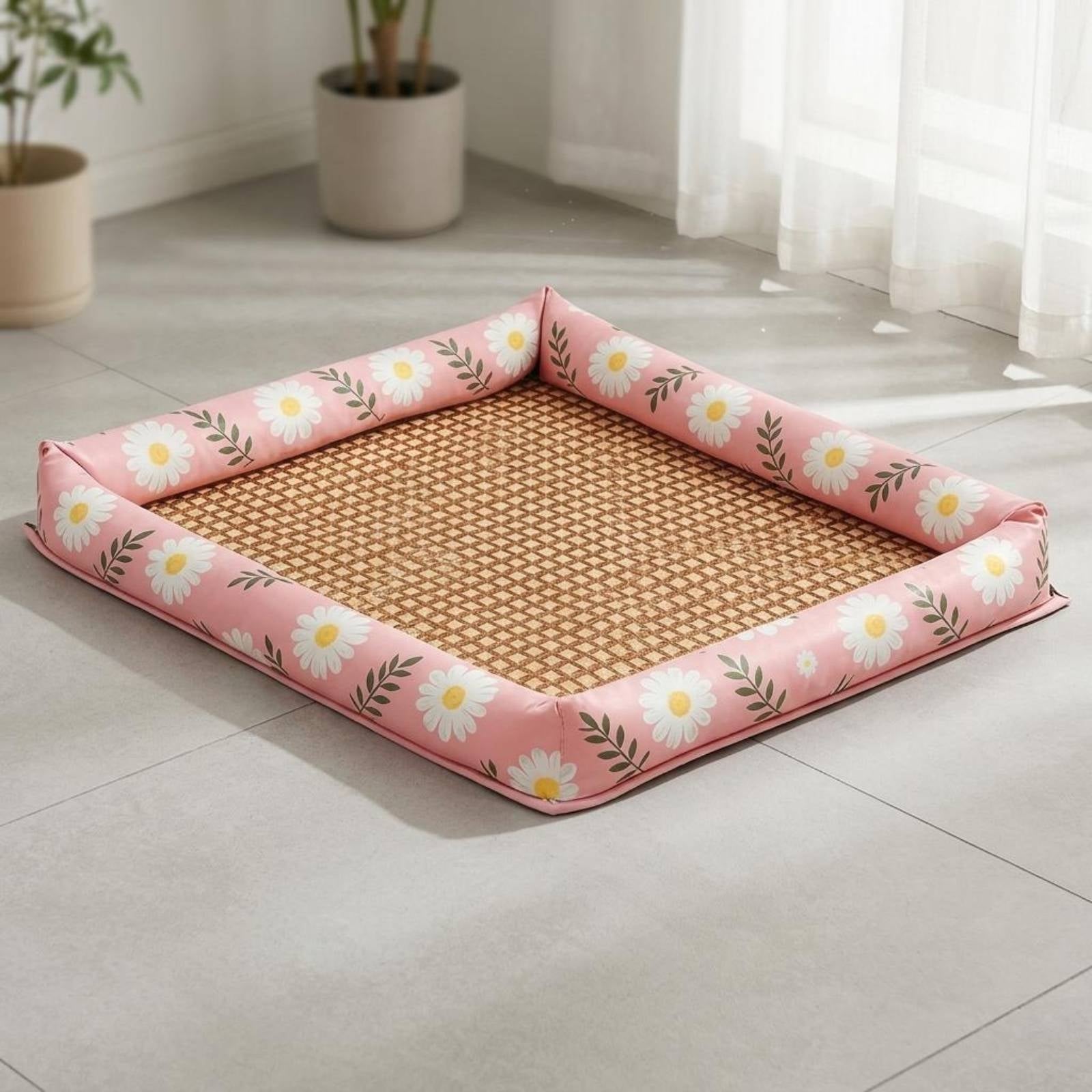 Summer Pet Mat Soft Cooling Dog Bed Mat Ice Silk Cooling Pad Safe Material Woven Pet Sleeping Pad Portable for Small Dogs