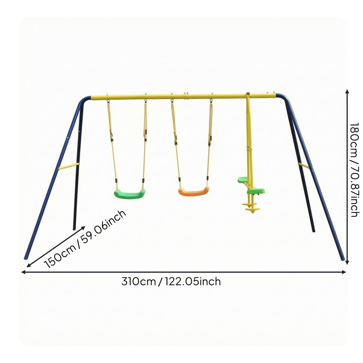 V-Shaped Frame Swing Set Galvanized Children's Swing Set Anti-Slip Supports