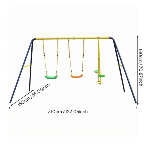 V-Shaped Frame Swing Set Galvanized Children's Swing Set Anti-Slip Supports