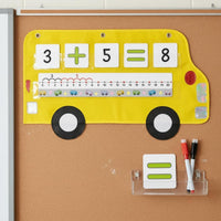 Bus Mathematical Ruler Chart Interactive Addition Subtraction Pocket Chart Wipe-Clean Cards Mathematical Ruler Learning Game for Teachers, Classroom
