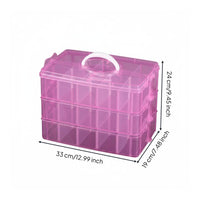 3-Layer Storage Box Multipurpose Transparent Organizer Box Clear View Portable Craft Organizer for Vanity