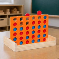 Wooden Connect 4 Set Two-Player 3D Four in a Row Game Natural Wood for Classroom