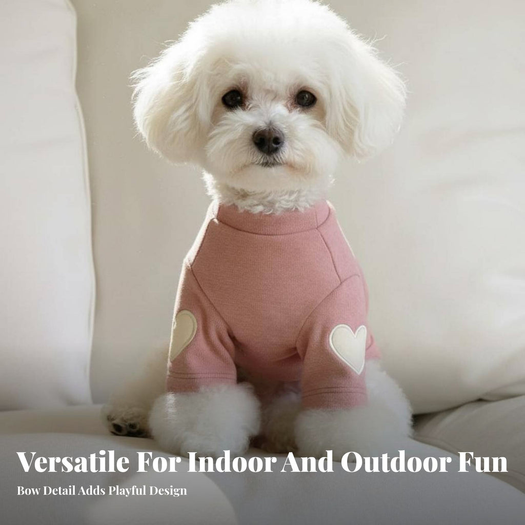 Soft Material Heart Embellishment Dog Sweater Machine Washable Small Dog Pullover for Cats, Young Dogs, Cold Weather, Daily Wear