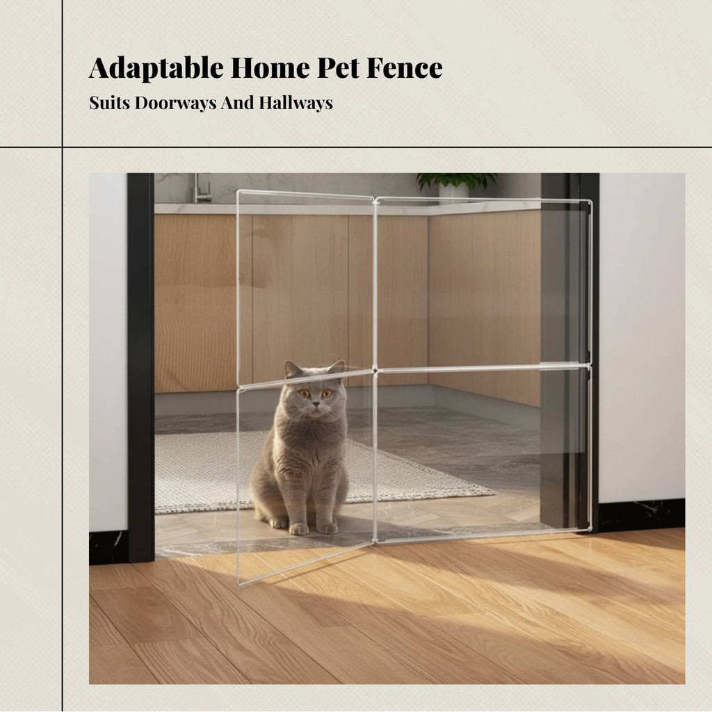 6-panel clear resin indoor pet barrier
