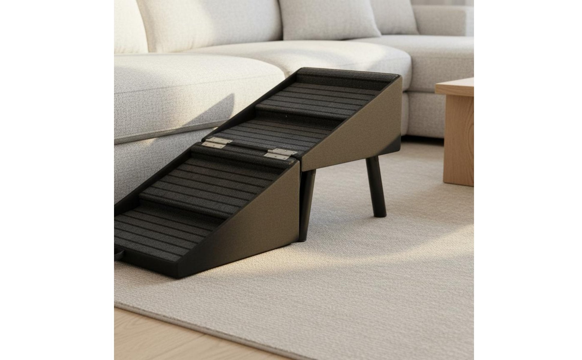 2-in-1 Dog Ramp Stool Non-Slip Surface Foldable Pet Ramp for Bedroom, Small Dogs