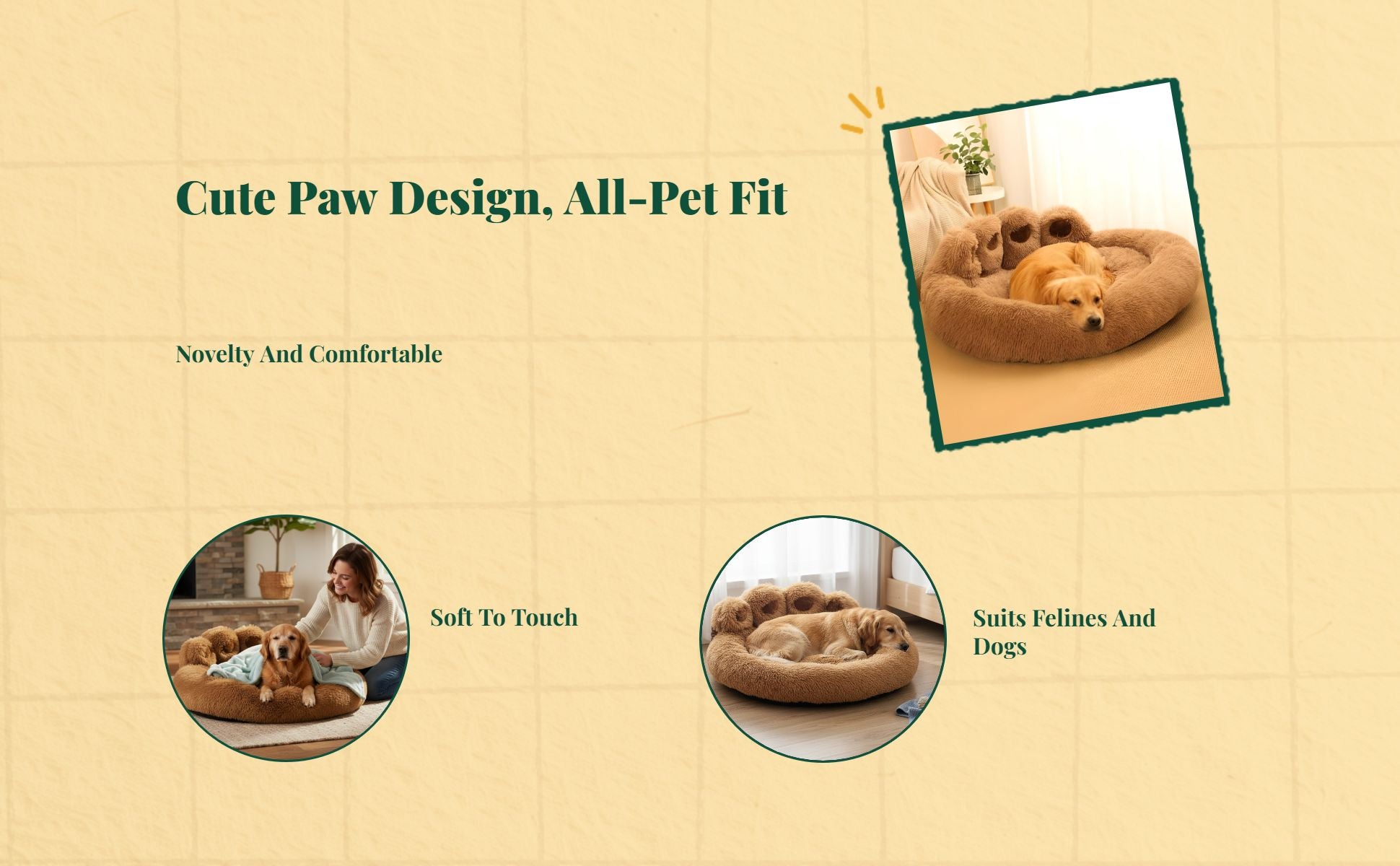 Dog Bed, Warm Plush Sleeping Mat, Non-slip, Indoor Pet Bed