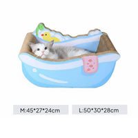 Bathtub Cat Scratcher Multifunctional Bathtub Shaped Cat Nest Furniture Protector Curved Shape Scratching Board for Kittens