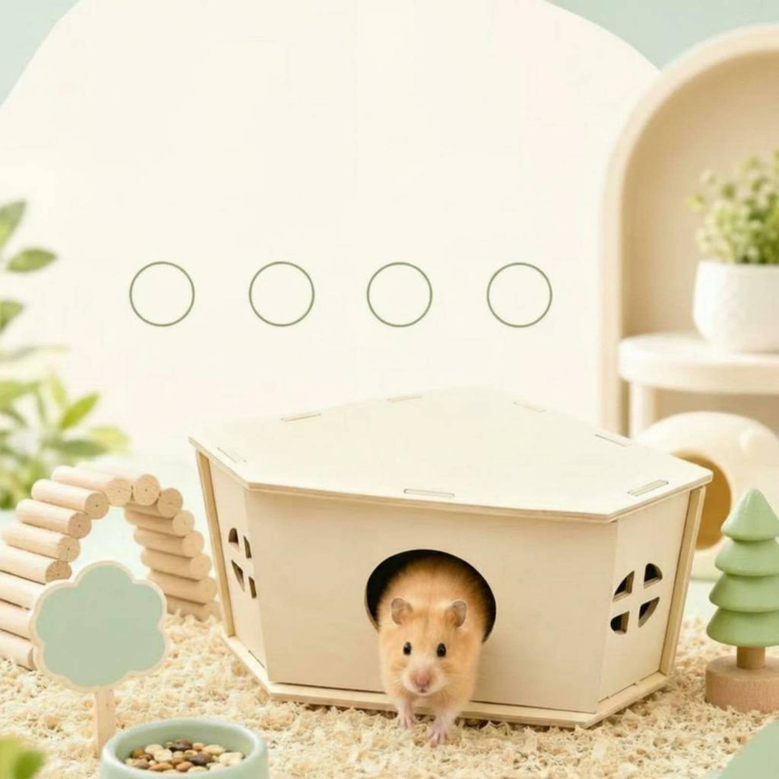 Triangular Roof Pet House Compact Wooden Pet Hideout House Ventilation Slots