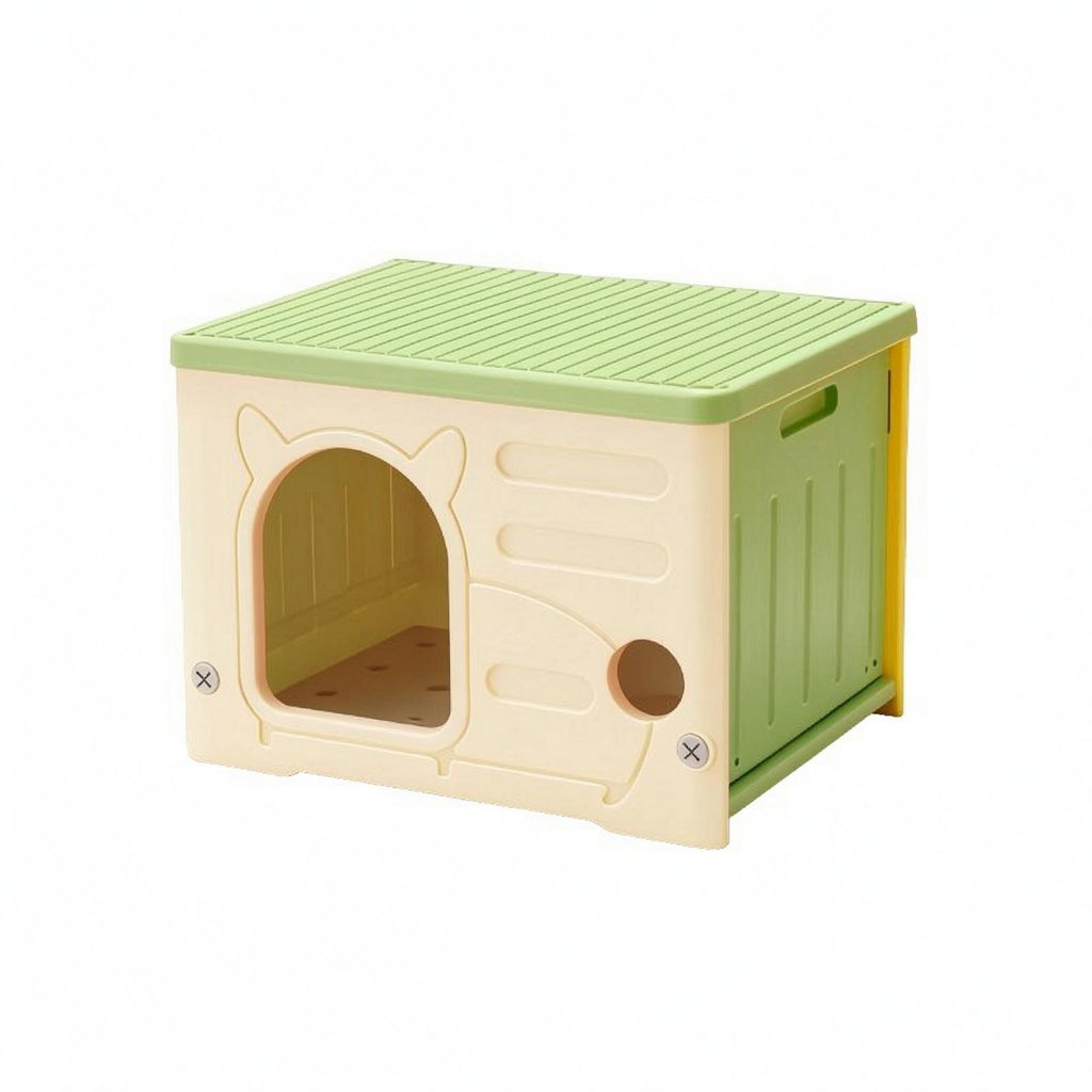 Plastic Pet House Ribbed Roof Raised Pet House High Sidewall