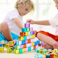 20 Pieces Translucent Colorful Cubes Early Learning Acrylic Building Blocks Smooth Edges Translucent Building Blocks for Preschool, Classroom