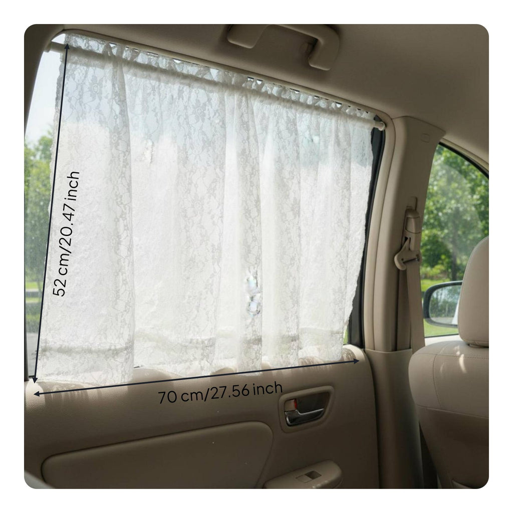 Lace Car Window Curtain Easy Installation Double Layer Car Adjustable Automotive Interior Accessory for Infants, Kids, Road Trips, Travel