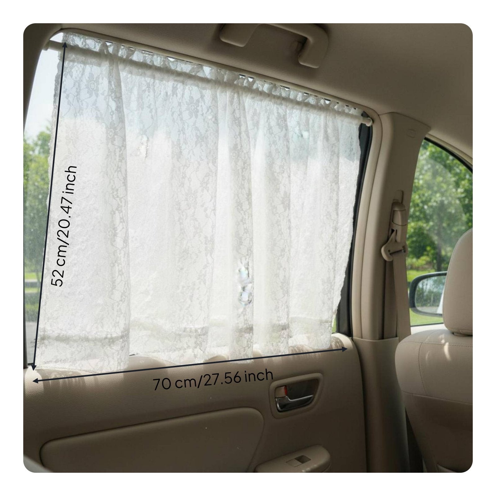 Lace Car Window Curtain Easy Installation Double Layer Car Adjustable Automotive Interior Accessory for Infants, Kids, Road Trips, Travel