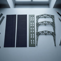 Canopy with Lattice Support Frame Corrugated Shelter Miniature for Dioramas