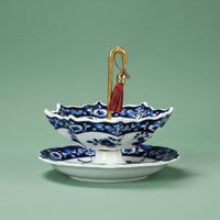 Umbrella Tea Infuser Hand Painted Design Blue and White Porcelain Tea Filter