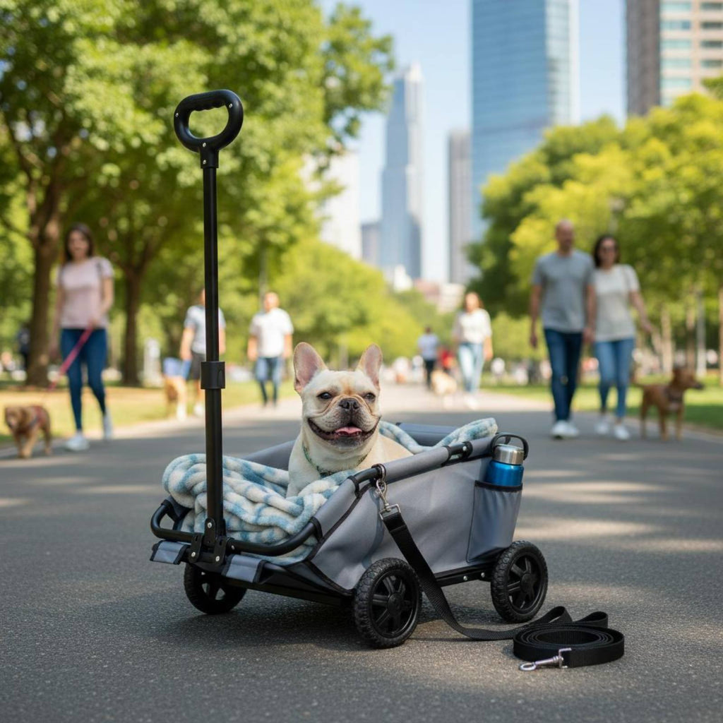 Lightweight Pet Transport Cart Portable Foldable Pet Trolley 4-Wheel Dog Wagon for Small Dogs, Cats, Shopping, Outdoor, Camping