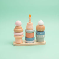 Wooden Dessert Stacker Colorful Pretend Cake Toy Fine Movement Skills