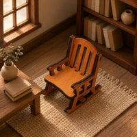 1:12 Scale Chair Slatted Back Wooden Miniature Rocking Chair Decorative