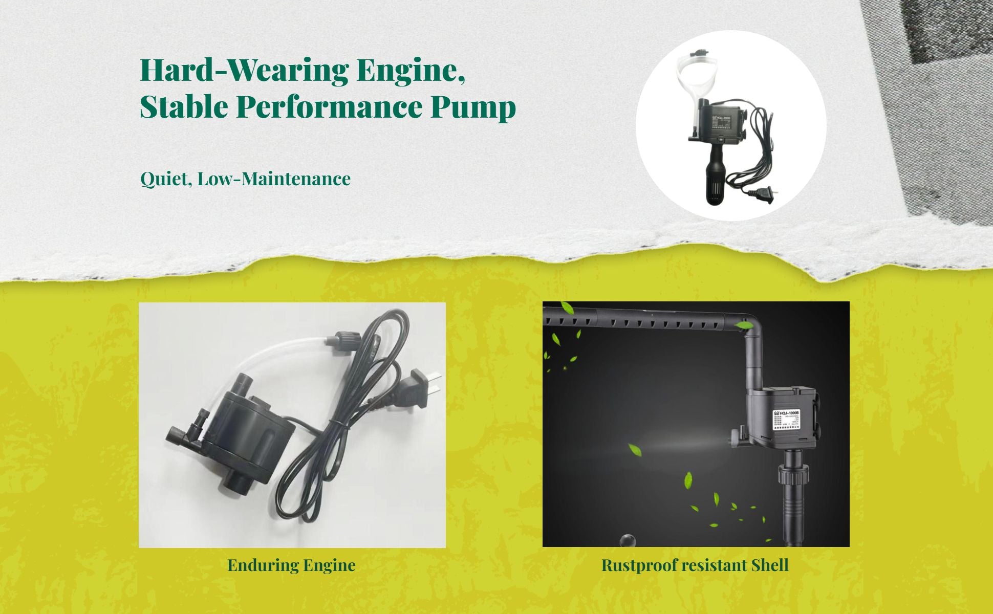 Immersible aquatic pump, high height, extremely quiet, multi-functional aquatic habitat purifier, oxygenation for fish tanks