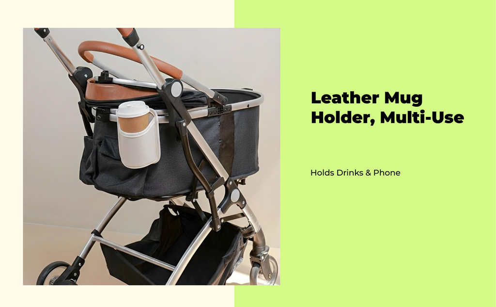 Stroller Beverage Holder, Universal Pet Stroller Accessory, 2-in-1 Phone Holder, non-slipSlip, Multi-Functional Organizer