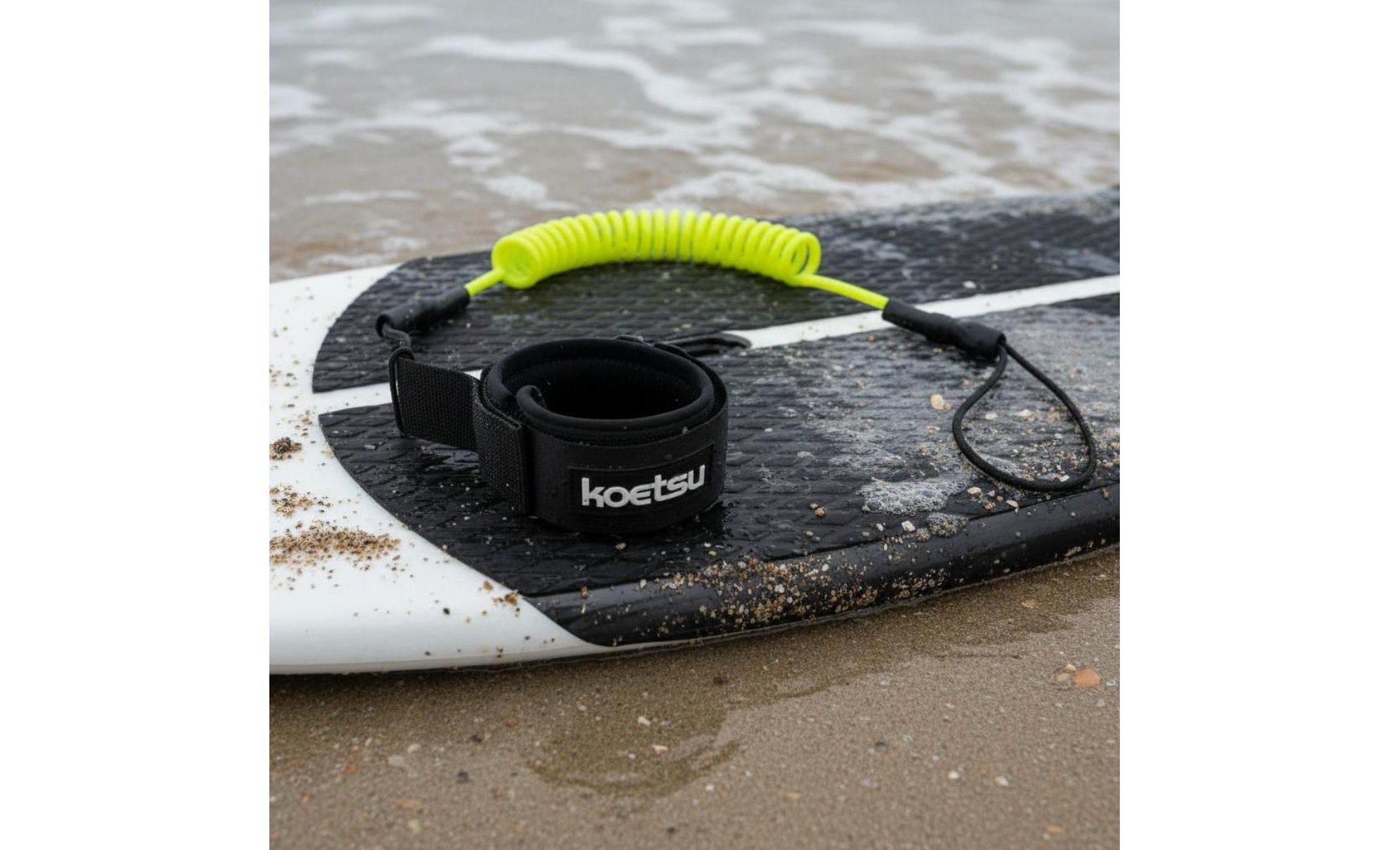 Elastic Surfboard Rope Adjustable Hook-and-Loop Cuff Coiled Wave Leash