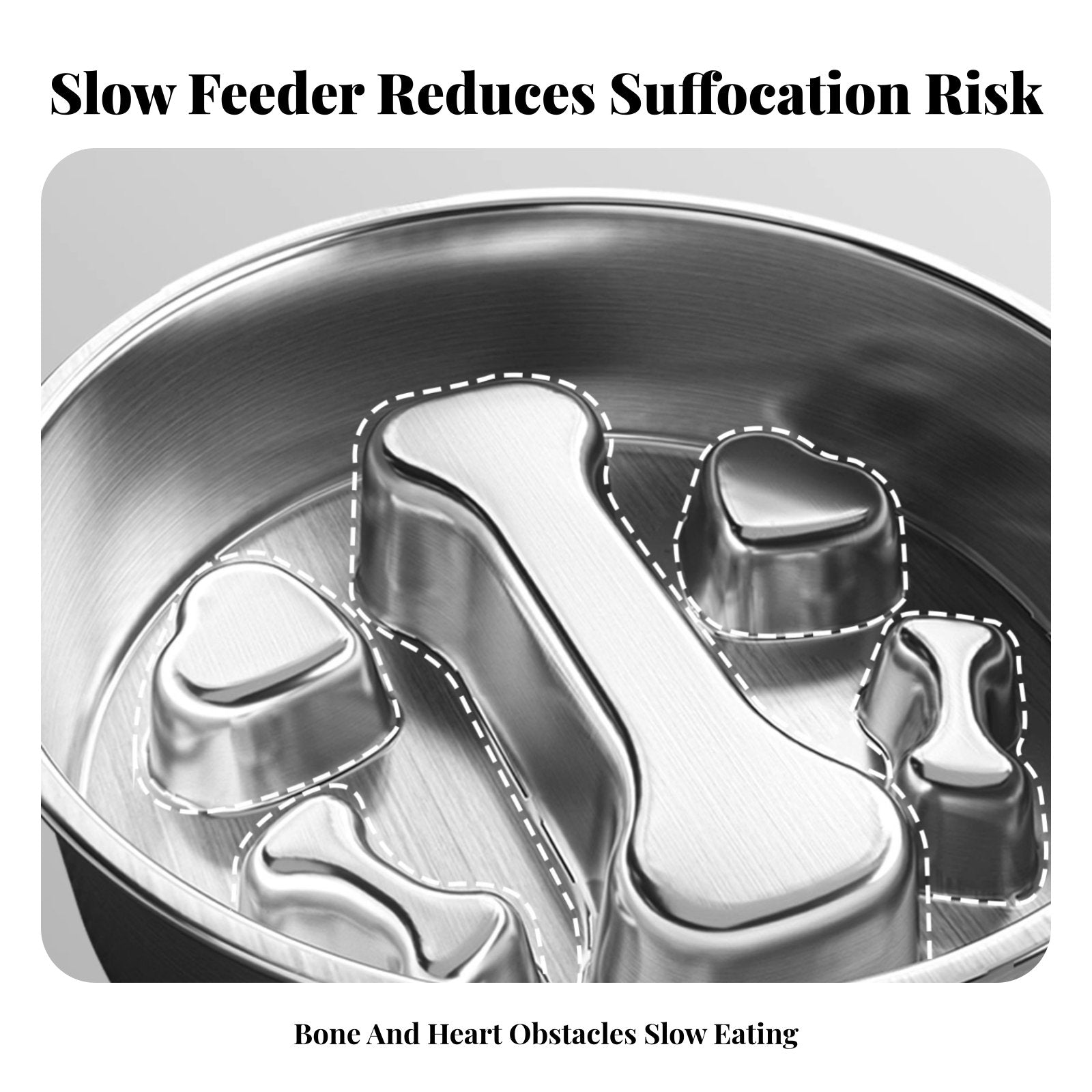 Slow Feeder Dog Bowl Rust-Resistant Stainless Pet Bowl Easy to Pet Hygiene Supplies for Large Dogs