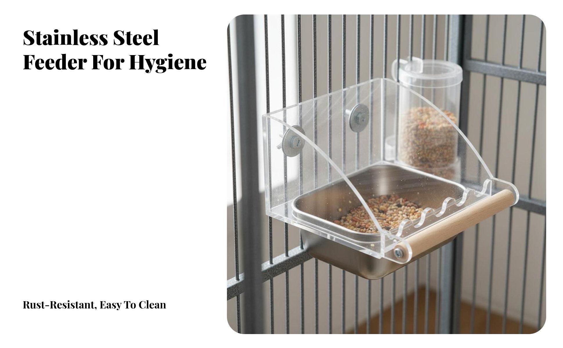 Acrylic birds Feeder Spillproof Acrylic Food Dispenser Large Capacity Cage Mounted Food Bowl for Parrots, Cockatiels