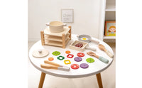 Wooden Play Kitchen Multi-Part Wooden Cooking Set Smooth Finish Role-Play Kitchen Set