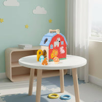 Wooden Shape Sorting House Fine Motor Skills Wooden Farm Shape Sorter Educational Farm Animal Sorter for Preschool, Playroom
