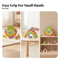 Rainbow Stacking Blocks Smooth Rounded Edges Wooden Building Block Toy