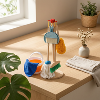 Storage Rack Kids Cleaning Play Set Child-Sized Child Playset for Children