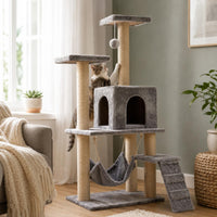 Multi-Level Feline Tree Hanging Feline Sling Pet Furniture Sisal Rope