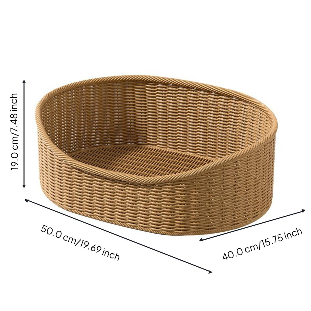 Woven cat bed with removable cushion